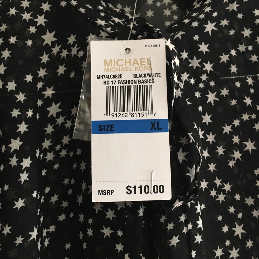 • michael kors night sky tie neck blouse • - Picture 4 of 9